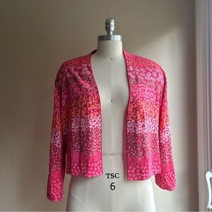 Isaac Mizrahi Pink and Red Knit Cardigan